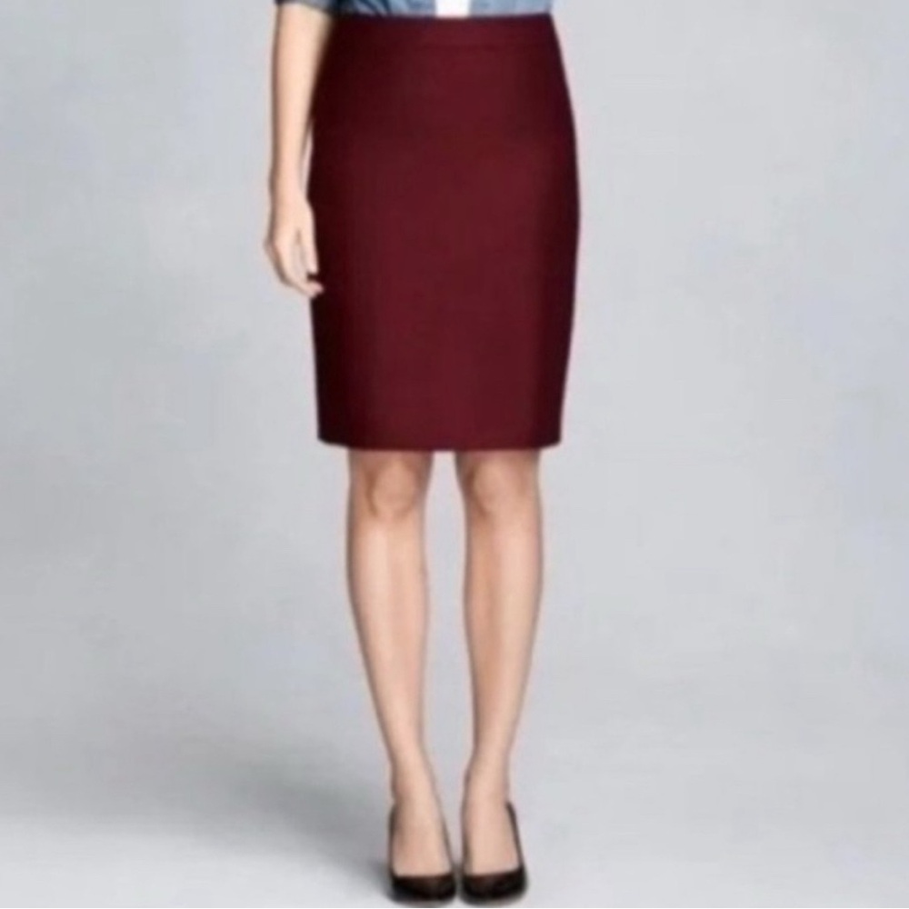 NWT J. Crew Rich Burgundy Pencil Skirt